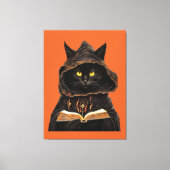 Halloween Cat Reading Preys Anatomy Spell List Canvas Afdruk (Voorkant)