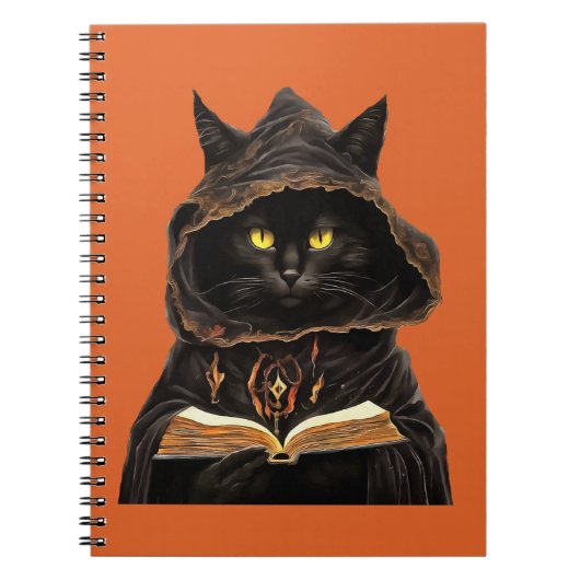 Halloween Cat Reading Preys Anatomy Spell List Notitieboek (Voorkant)