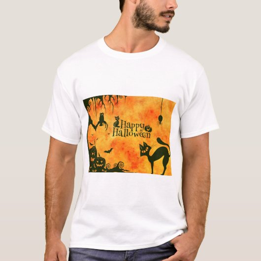 Halloween Cat Scary Surreal The Atmosphere T-shirt (Voorkant)