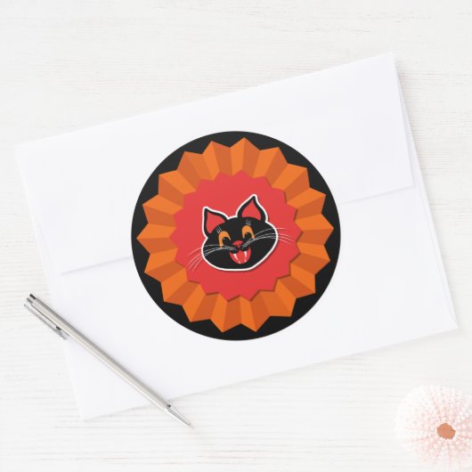 Halloween  Cat Schattige Ronde Sticker (Envelop)