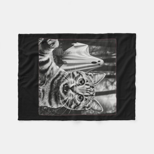 Halloween Cat Selfie With Soky Ghost  Fleece Deken (Voorkant (Horizontaal))