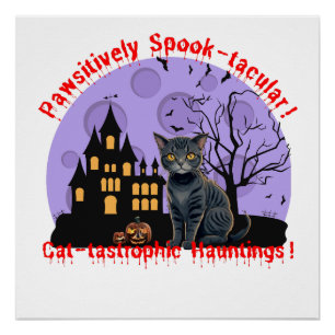 Halloween Cat Shirt Halloween trui HERFST Perfect Poster