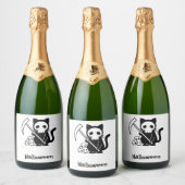 Halloween Cat Sparkling Wijnetiket (Flessen)