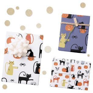 Halloween Cat Spooky Assorted Inpakpapier Vel