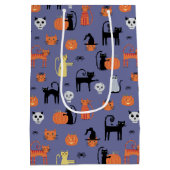 Halloween Cat Spooky Paars Medium Cadeauzakje (Achterkant)