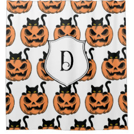  Halloween Cat Spooky Pattern Gepersonaliseerd Douchegordijn