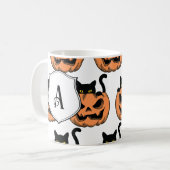 Halloween Cat Spooky Pattern Gepersonaliseerd Koffiemok (Voorkant links)