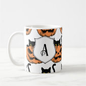 Halloween Cat Spooky Pattern Gepersonaliseerd Koffiemok (Links)