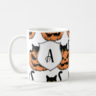  Halloween Cat Spooky Pattern Gepersonaliseerd Koffiemok