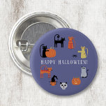 Halloween Cat Spooky Ronde Button 3,2 Cm<br><div class="desc">Kute en spookachtige katten,  pompoenlantaarns en spoken. Fun voor een Halloween party,  of verander de tekst om te personaliseren. Originele kunst van Nic Squirrell.</div>