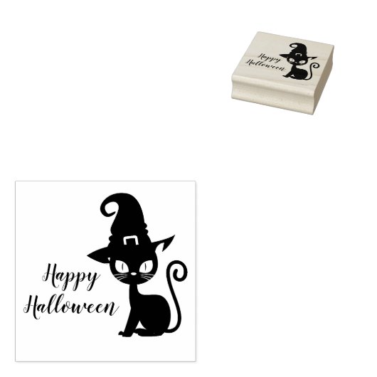 Halloween Cat Stamp Rubberstempel (Gestempeld)