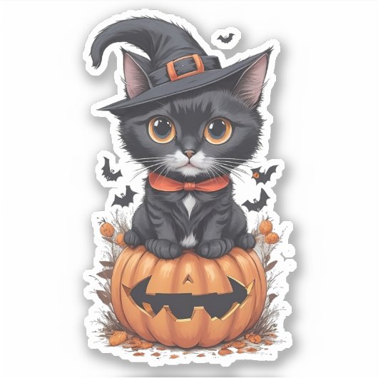 Halloween Cat Sticker (Voorkant)