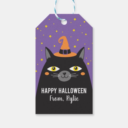 Halloween Cat Sticker Cadeaulabel (Voorkant)