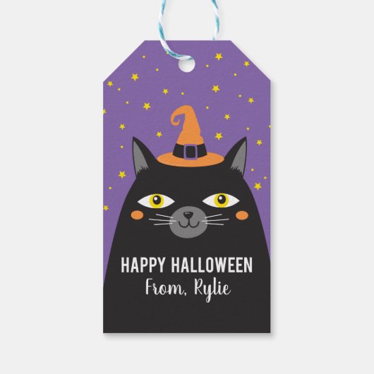 Halloween Cat Sticker Cadeaulabel (Achterkant)