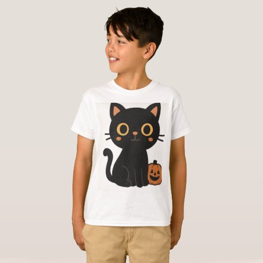 Halloween cat t-shirt (Voorkant volledig)