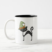Halloween Cat T-shirts en cadeautjes Tweekleurige Koffiemok (Links)