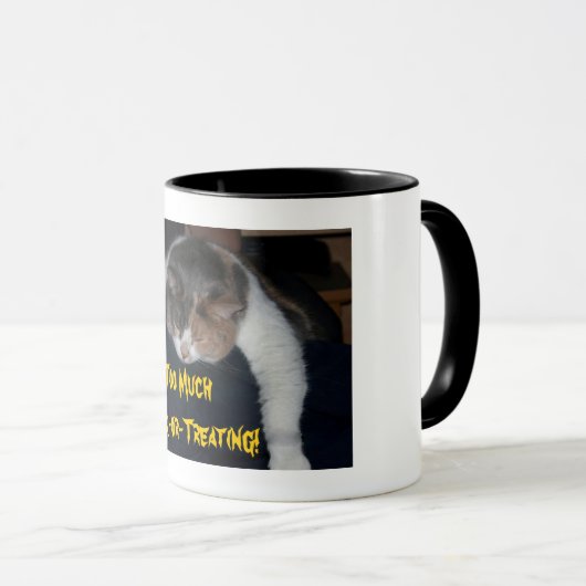 Halloween Cat Te veel Trick of Treking Coffee Mok (Voorkant rechts)