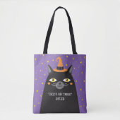 Halloween Cat Trick or treat canvas tas (Voorkant)