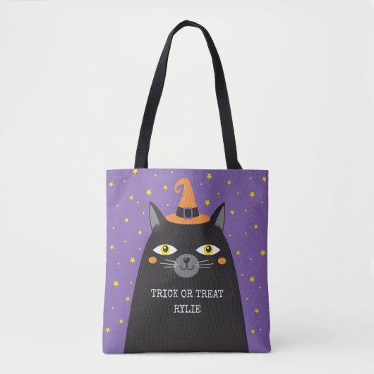 Halloween Cat Trick or treat canvas tas (Voorkant)