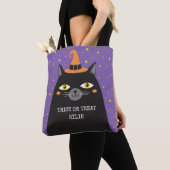 Halloween Cat Trick or treat canvas tas (Dichtbij)