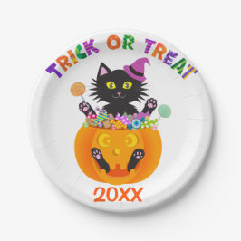 Halloween Cat Trick or treat Papieren Bordje