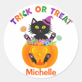 Halloween Cat Trick or treat Ronde Sticker
