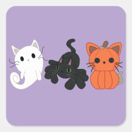 Halloween Cat Trio Vierkante Sticker