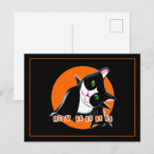 Halloween Cat Uitnodiging Briefkaart (Voorkant / Achterkant)