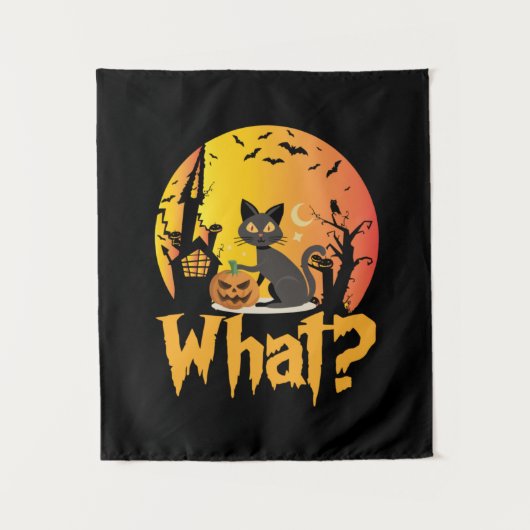 Halloween Cat What Cat Halloween Wandkleed (Voorkant)