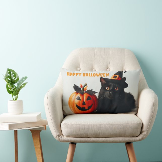 Halloween Cat White Kussen (Stoel)