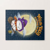 Halloween Cat Witch Kat Legpuzzel (Horizontaal)