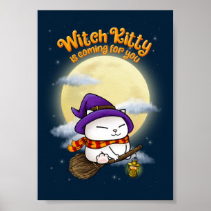 Halloween Cat Witch Kat Poster