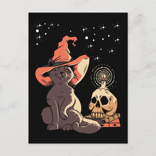  Halloween Cat Witchy Skull Briefkaart (Voorkant)