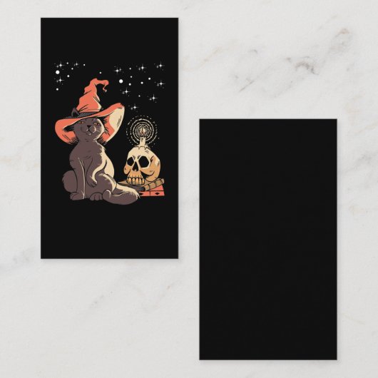  Halloween Cat Witchy Skull Visitekaartje (Voorkant / Achterkant)