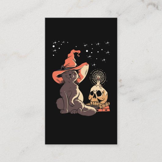  Halloween Cat Witchy Skull Visitekaartje (Voorkant)