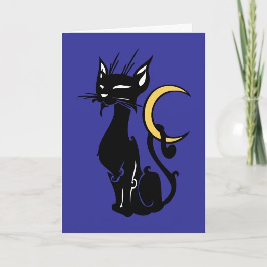 halloween cat with moon kaart (Voorkant)