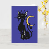 halloween cat with moon kaart (Gele Bloem)