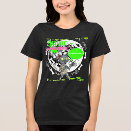 Halloween Cat "Zombie Whiskers 2" Grappige Kattenl Tri-Blend Shirt