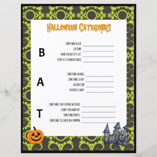 Halloween Categoriespel (Voorkant)