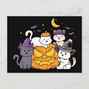 Halloween Cats Anime Cat Kawaii Pumpkin Briefkaart
