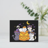 Halloween Cats Anime Cat Kawaii Pumpkin Briefkaart (Staand voorkant)