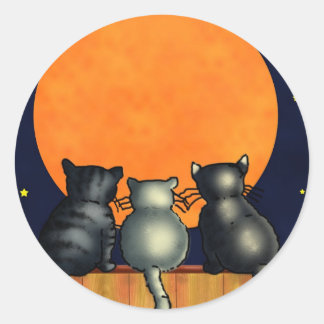 Halloween Cats Bekijk de maan -  stijl Ronde Sticker