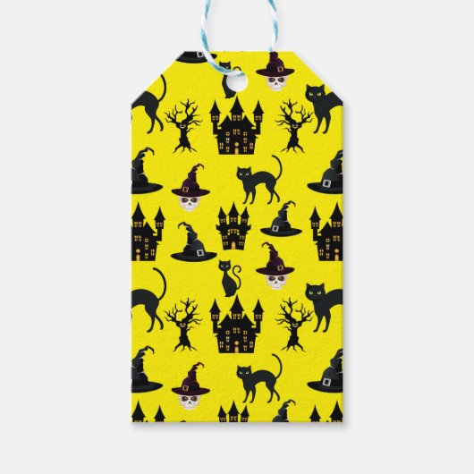 HALLOWEEN CATS CASTLES PETTEN SKULLS BOMEN CADEAULABEL (Voorkant)