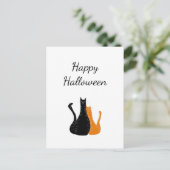 Halloween Cats Cute Black Oranje Holiday Briefkaart (Staand voorkant)