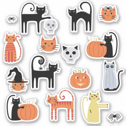 Halloween Cats Cute Sticker (Voorkant)