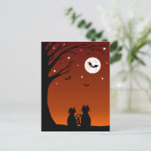 Halloween Cats die naar de maan kijken Briefkaart (Staand voorkant)