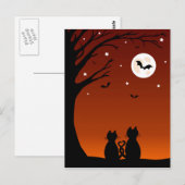 Halloween Cats die naar de maan kijken Briefkaart (Voorkant / Achterkant)