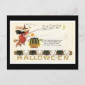 Halloween Cats en heks Briefkaart (Voorkant)