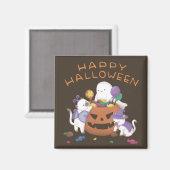 Halloween: Cats & Ghost Magneet (Voorkant / Achterkant)