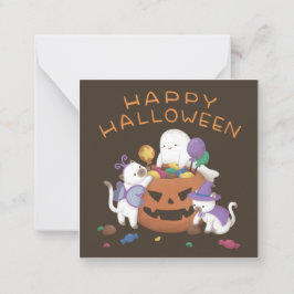Halloween: Cats & Ghost Notitiekaartje